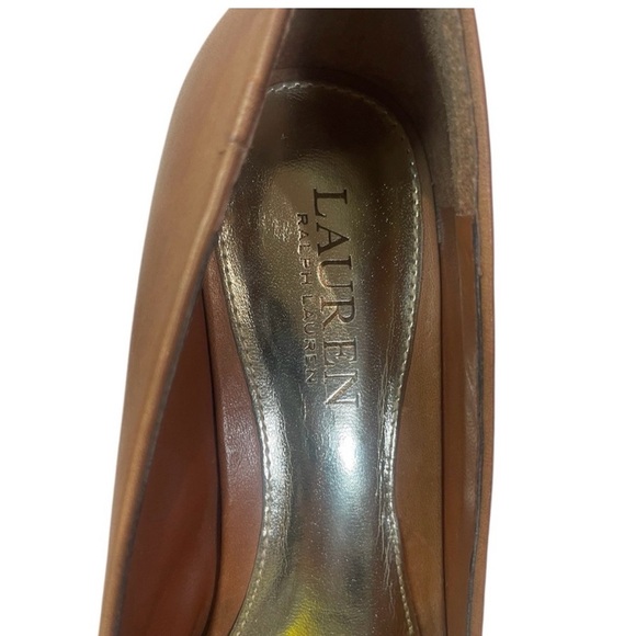 Lauren Ralph Lauren Kitten Heel Leather Pumps in Tan Women’s Sz 8.5 - Picture 7 of 8
